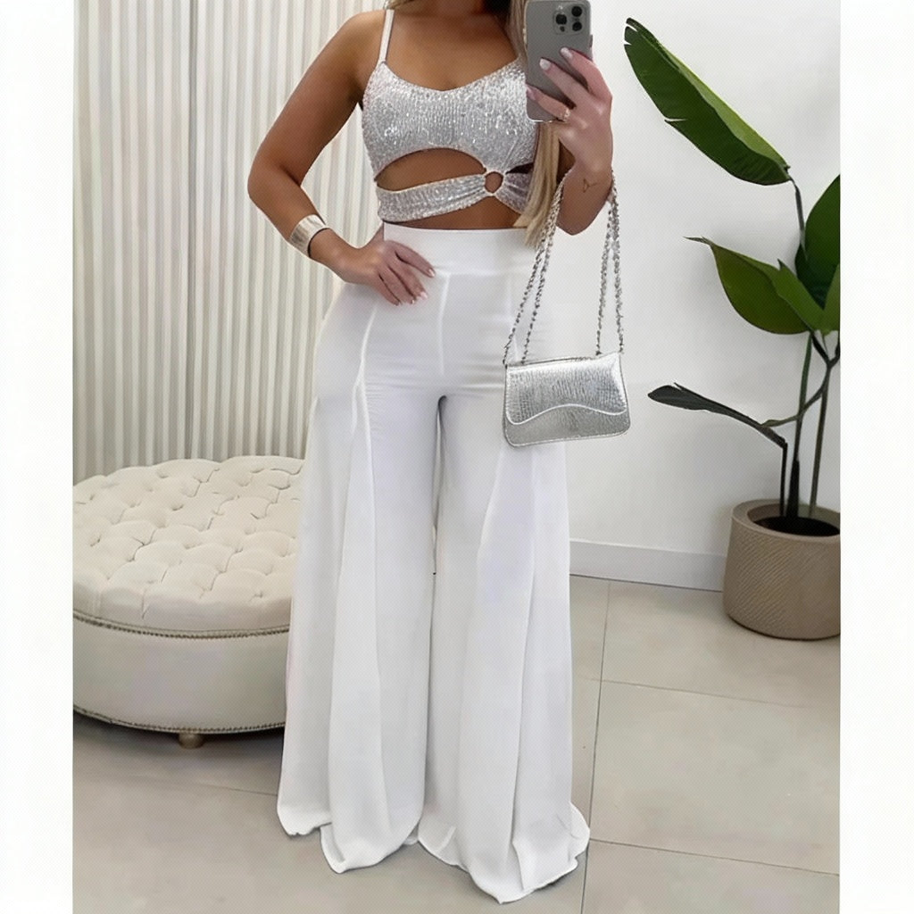 Ensembles pantalons larges pour femmes, coupe ajustée, de haute qualité