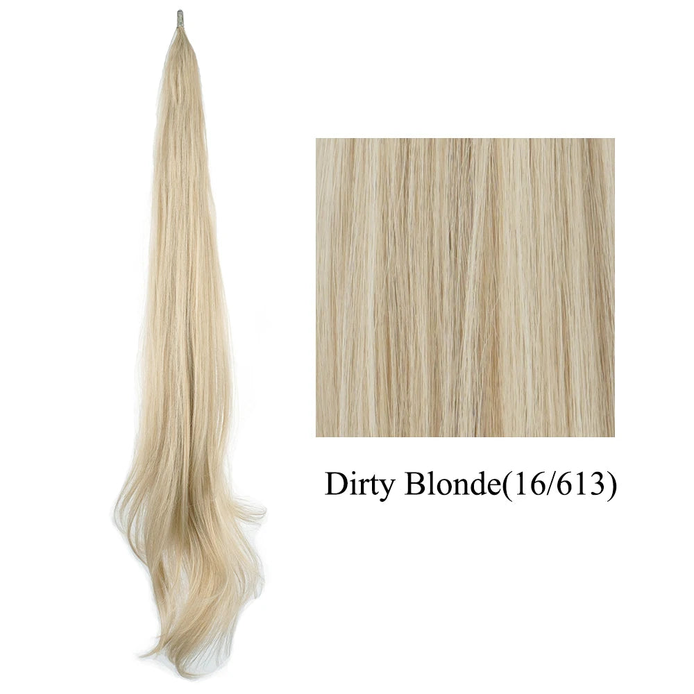 Extension de cheveux synthétiques Soowee longue et dégradée, queue de cheval blonde, cheveux flexibles, postiches