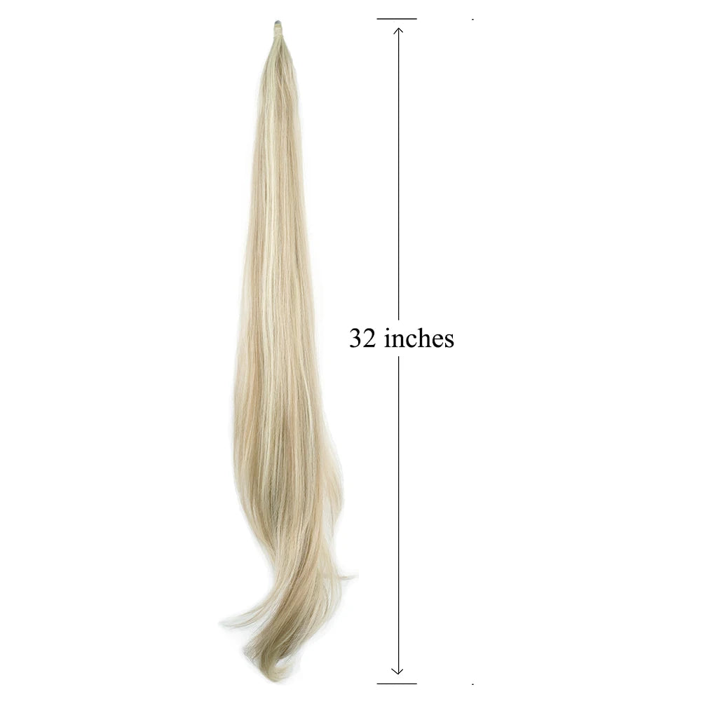 Extension de cheveux synthétiques Soowee longue et dégradée, queue de cheval blonde, cheveux flexibles, postiches