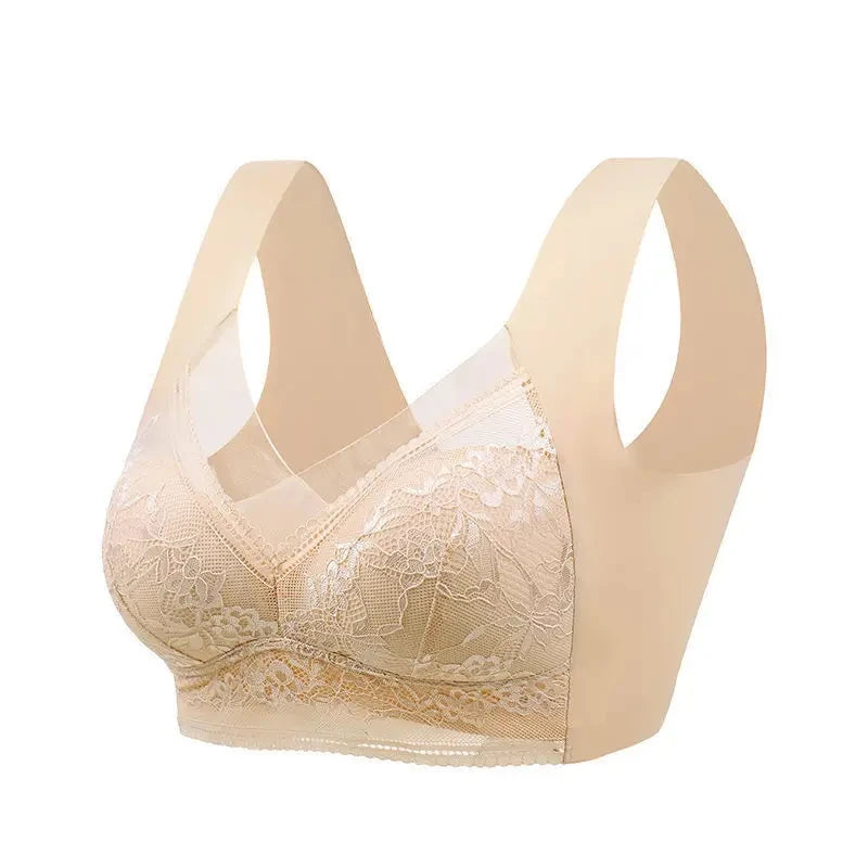 Soutiens-gorge en dentelle sexy pour femmes, soutien-gorge transparent à bonnets emboîtants, couleur unie, col en V, crop top sans coutures, push-up, lingerie respirante