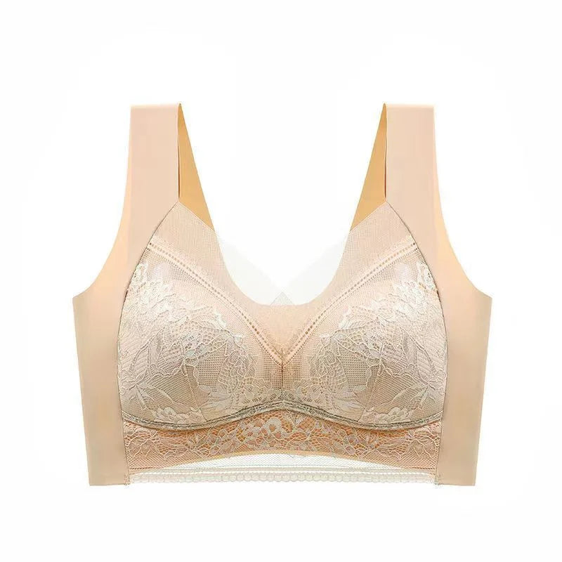 Soutiens-gorge en dentelle sexy pour femmes, soutien-gorge transparent à bonnets emboîtants, couleur unie, col en V, crop top sans coutures, push-up, lingerie respirante