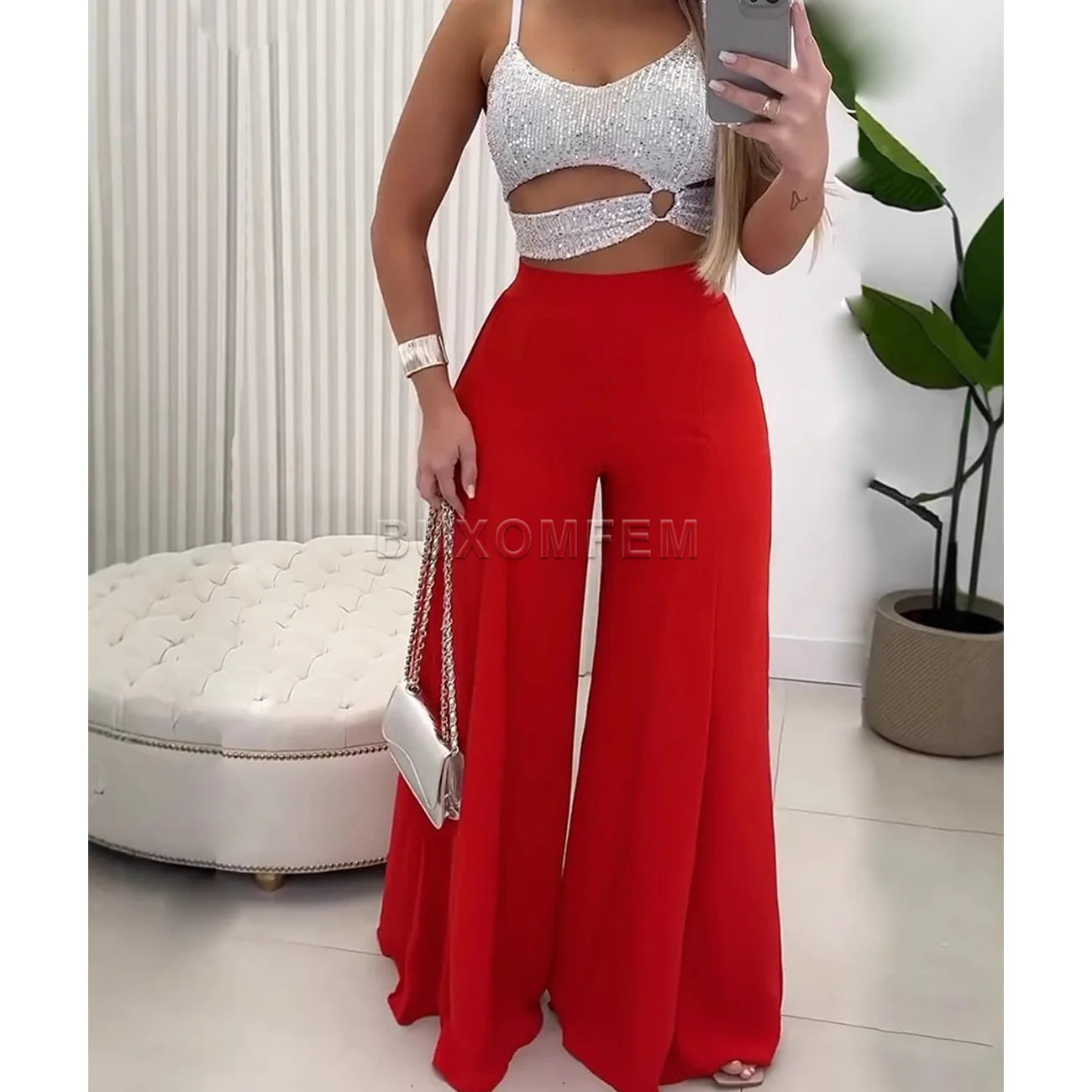 Ensembles pantalons larges pour femmes, coupe ajustée, de haute qualité