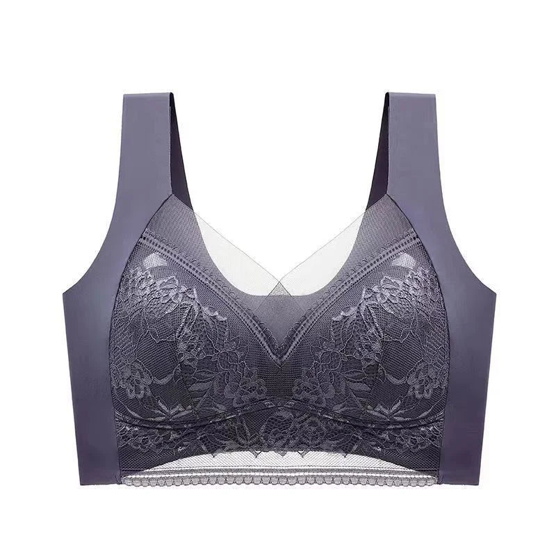 Soutiens-gorge en dentelle sexy pour femmes, soutien-gorge transparent à bonnets emboîtants, couleur unie, col en V, crop top sans coutures, push-up, lingerie respirante