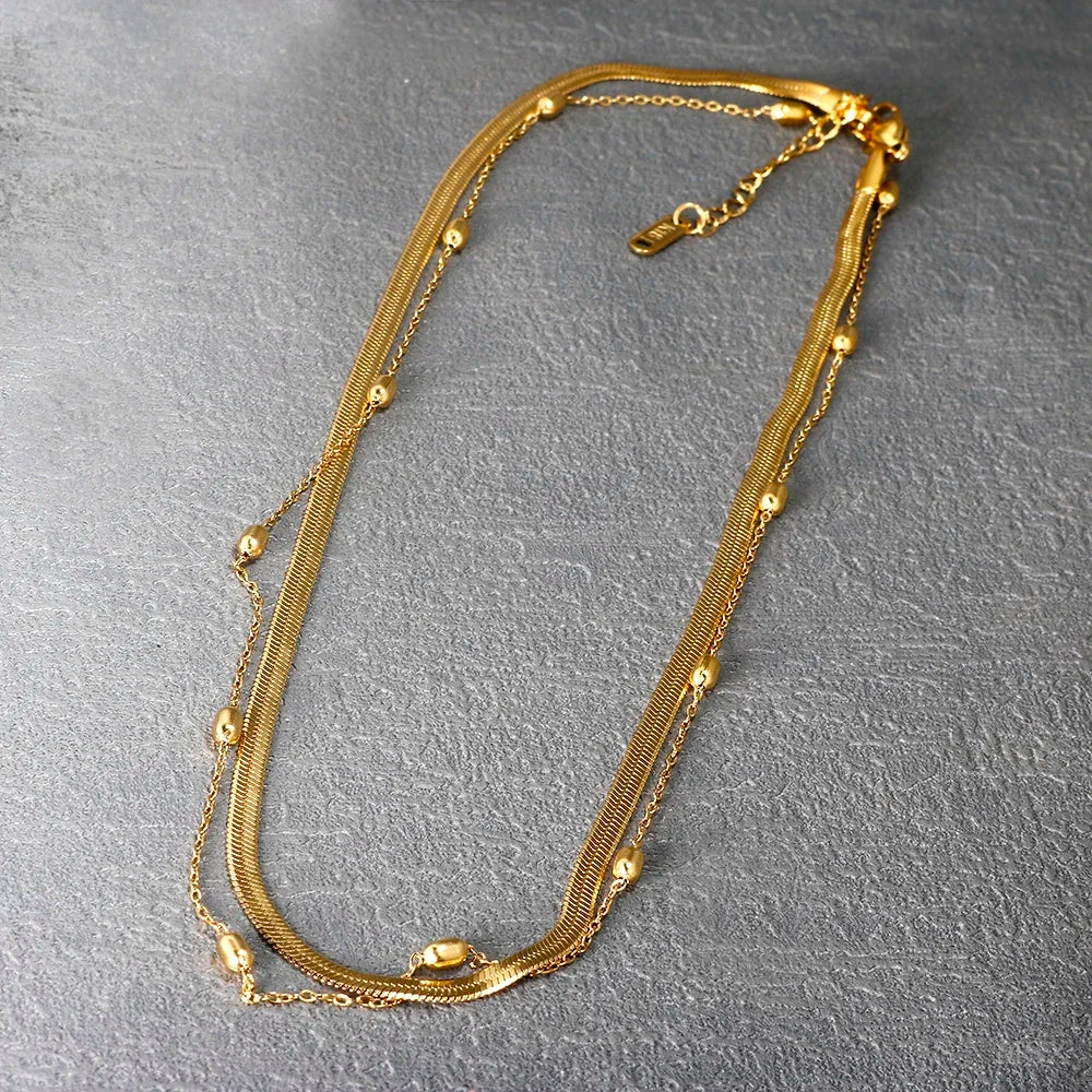 Collier délicat vintage en acier inoxydable texturé