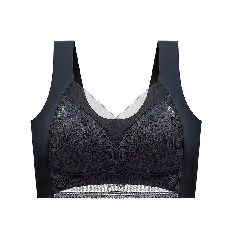 Soutiens-gorge en dentelle sexy pour femmes, soutien-gorge transparent à bonnets emboîtants, couleur unie, col en V, crop top sans coutures, push-up, lingerie respirante