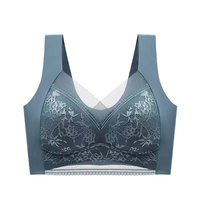Soutiens-gorge en dentelle sexy pour femmes, soutien-gorge transparent à bonnets emboîtants, couleur unie, col en V, crop top sans coutures, push-up, lingerie respirante