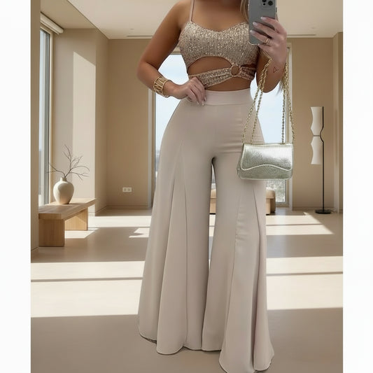 Ensembles pantalons larges pour femmes, coupe ajustée, de haute qualité