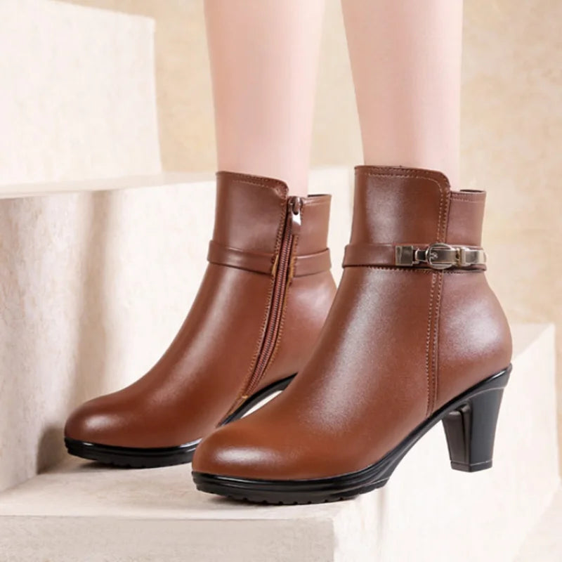 Damen-Ankle-Boots aus echtem Leder